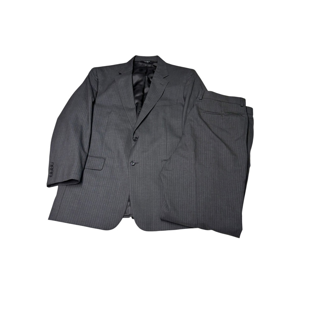 Jos. A. Bank Mens 43R W37 L29 Wool Pinstripe Suit Charcoal Grey 2-Piece Set